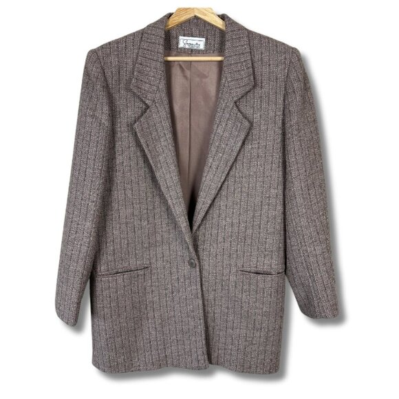Givenchy Blazer Jacket Single Breasted Longline Wool Silk Tan Brown Women's 8 - Picture 1 of 4